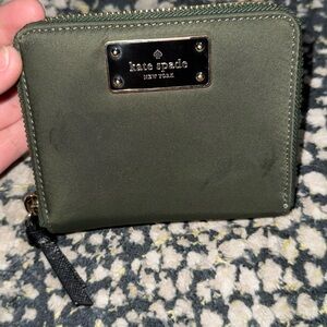 Kate Spade Olive Green Zip Wallet